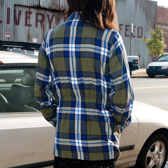 NWT EQUIPMENT Green Plaid Military Style Button Down Cotton Jacket Size M $298 - Picture 9 of 12